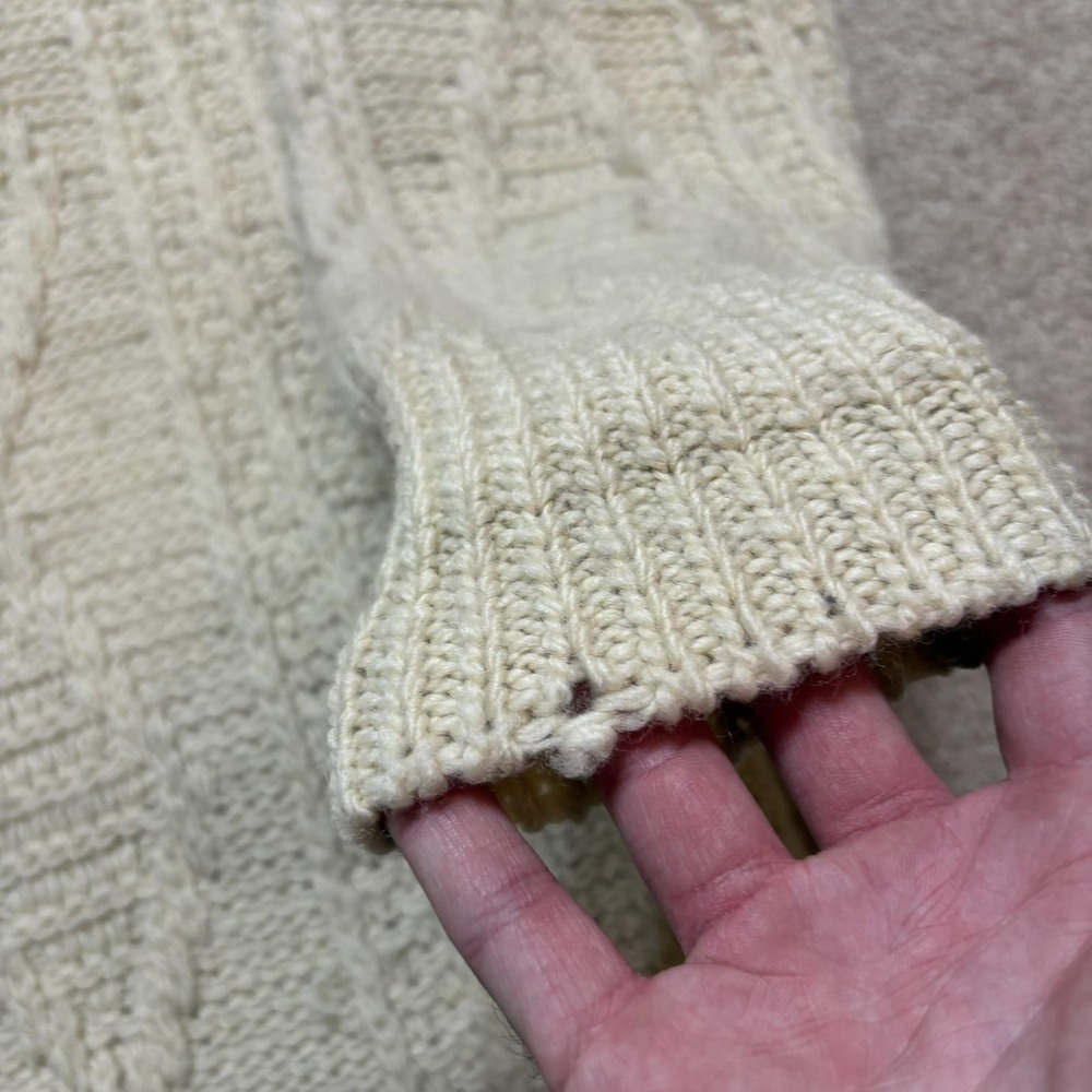 Vtg Pendleton Cardigan Sweater Mens XL Fits L White Wool Aran Cable Knit USA 70s - Picture 8 of 10
